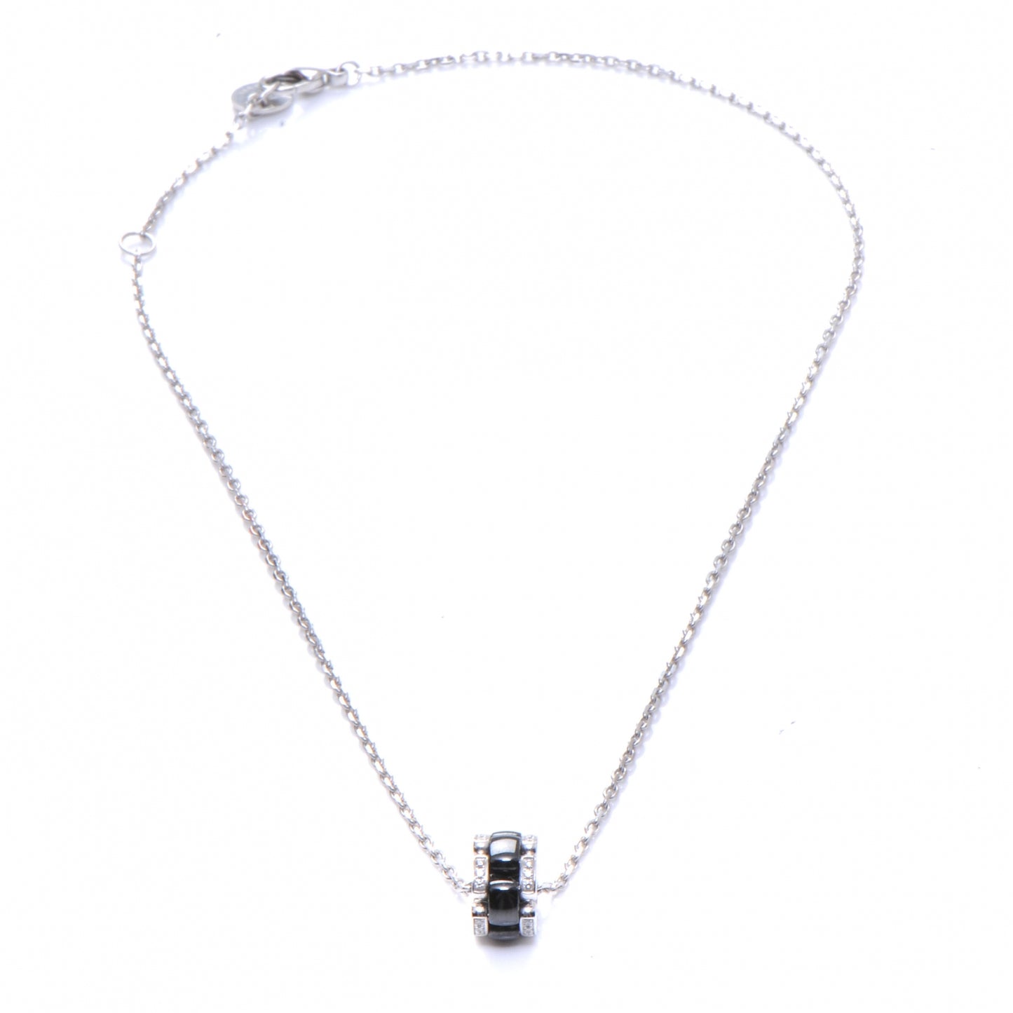 18k White Gold Diamond Ceramic Ultra Necklace Black