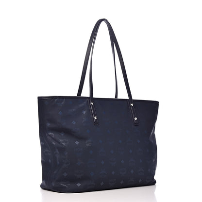 MCM Nylon Monogram Medium Dieter Shopper Tote Navy 4 of 10