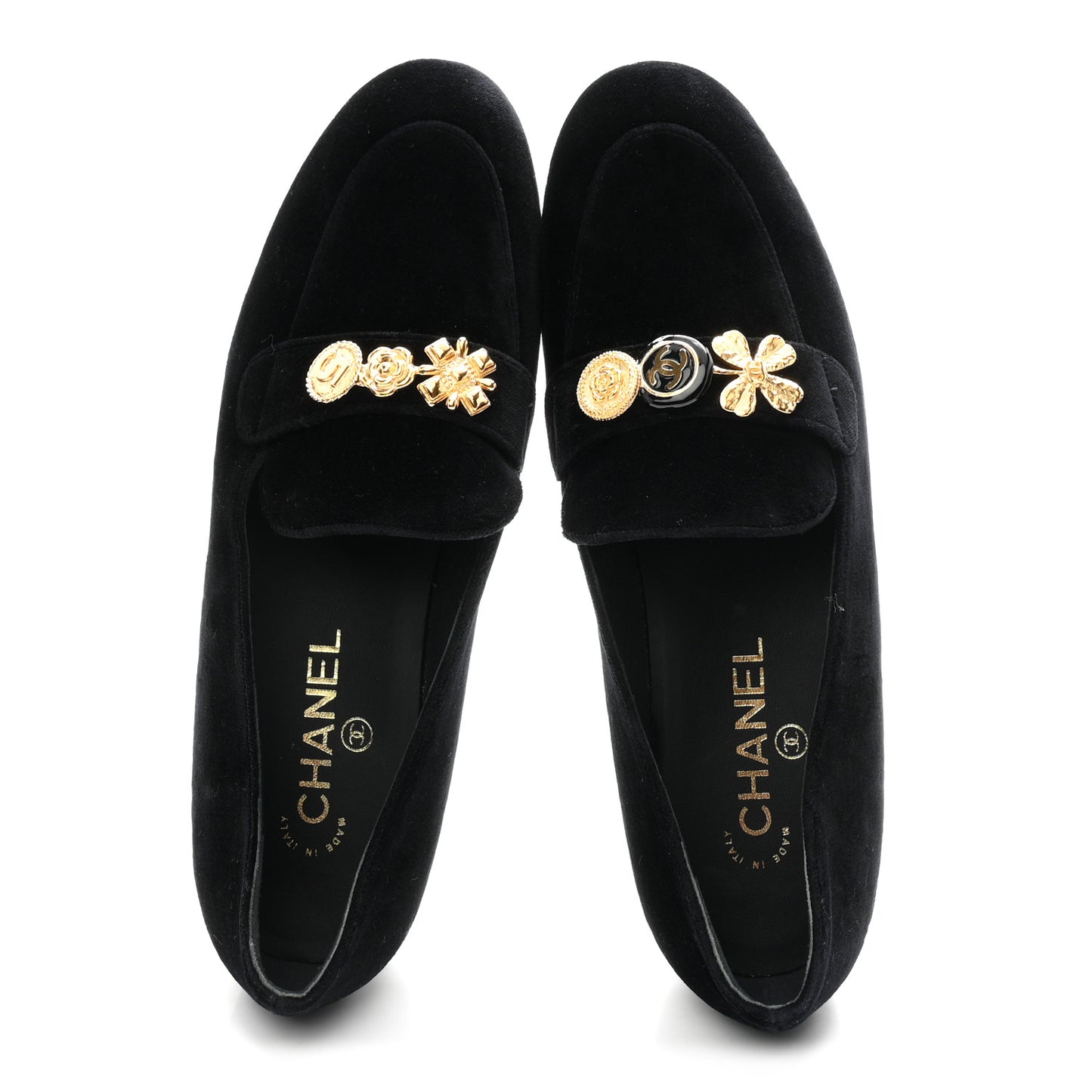 Velvet Moccasin Loafers 40 Black