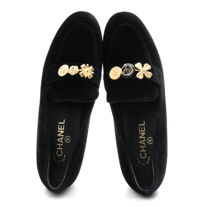 Chanel Velvet Moccasin Loafers 40 Black 2 of 9