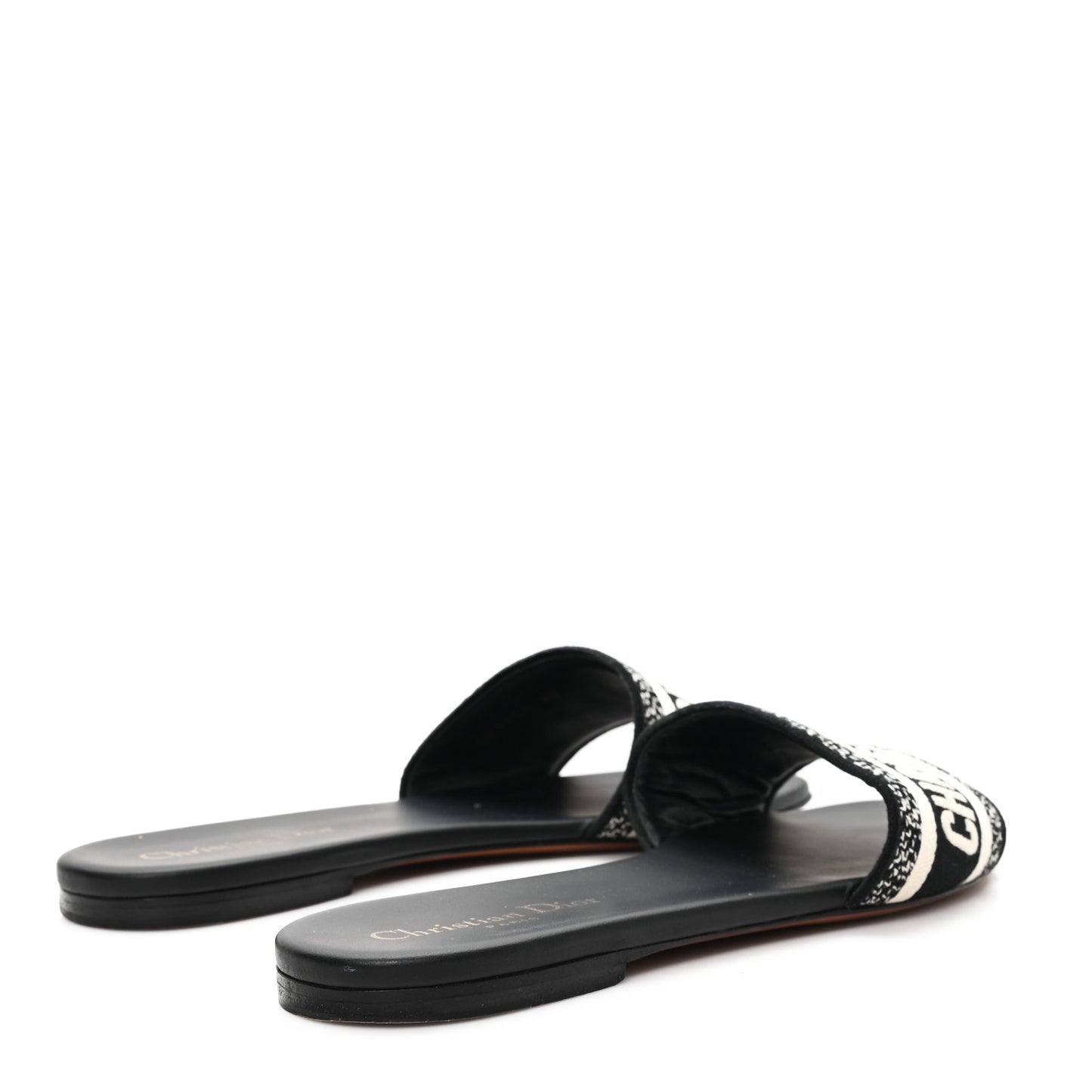 Canvas Embroidered Dway Mules Slide Sandals 40 Black