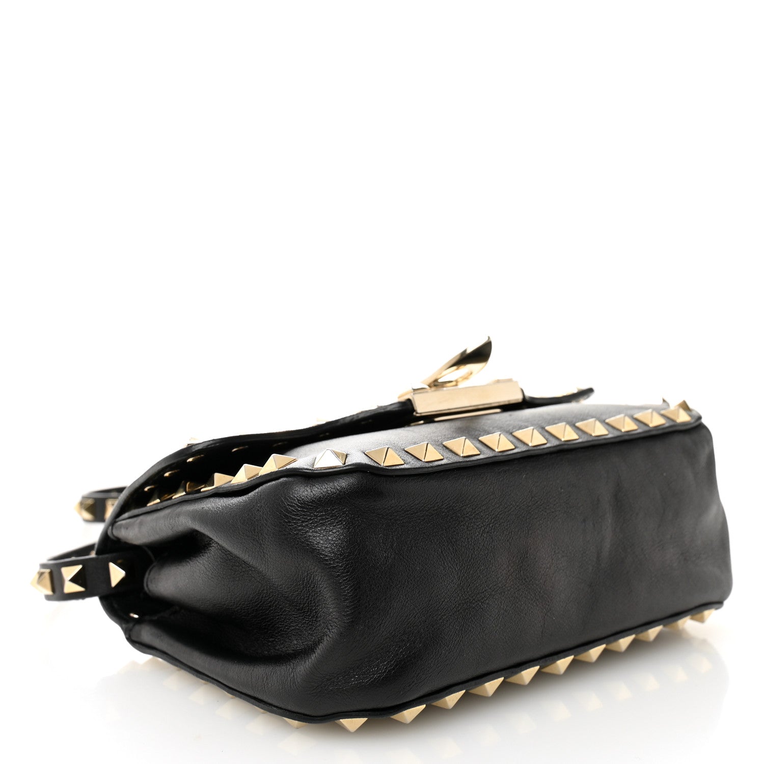 Valentino Garavani Vitello Mini Rockstud Flap Saddle Crossbody Bag Black 4 of 11