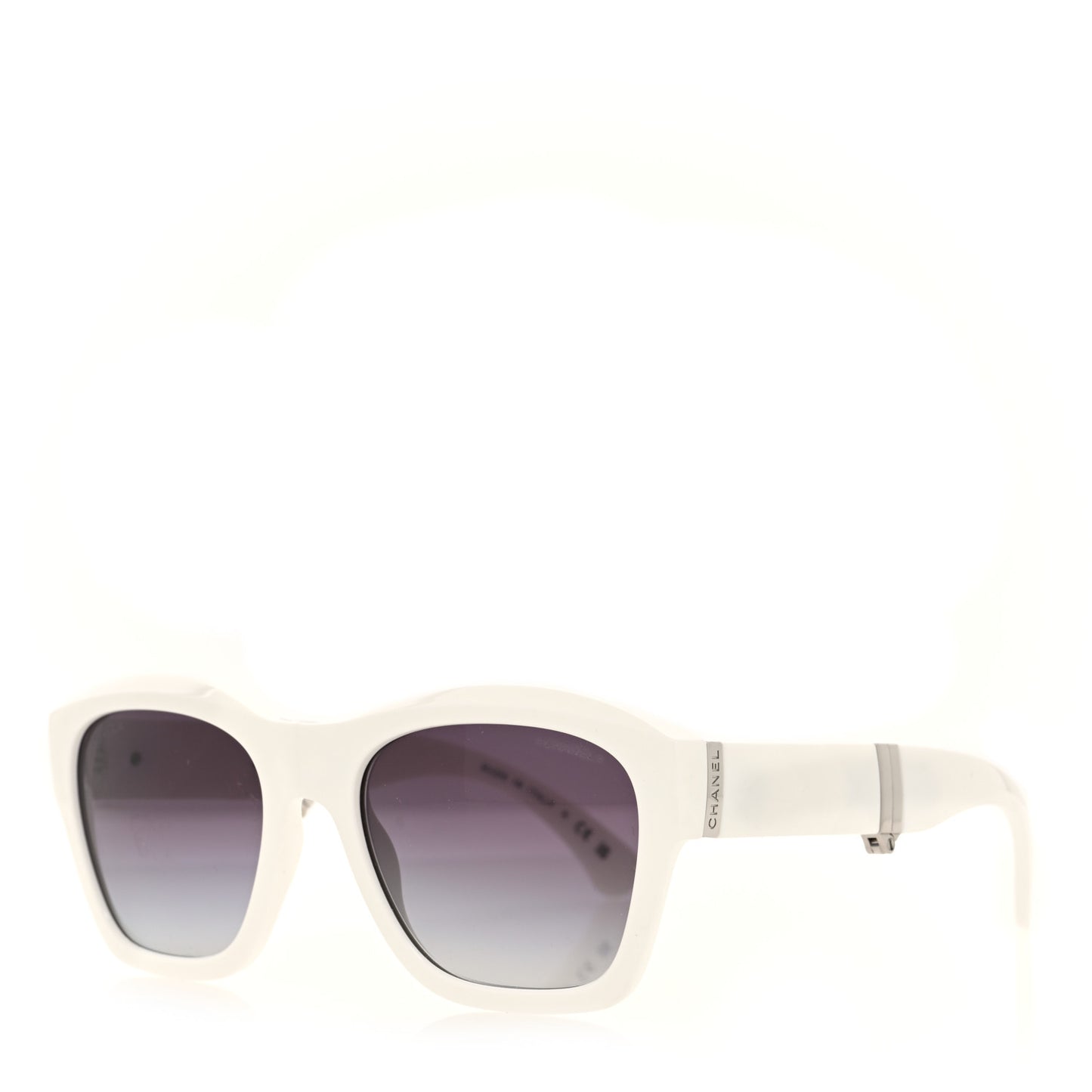 Acetate Metal Crystal Square Folding Sunglasses 6055-B White