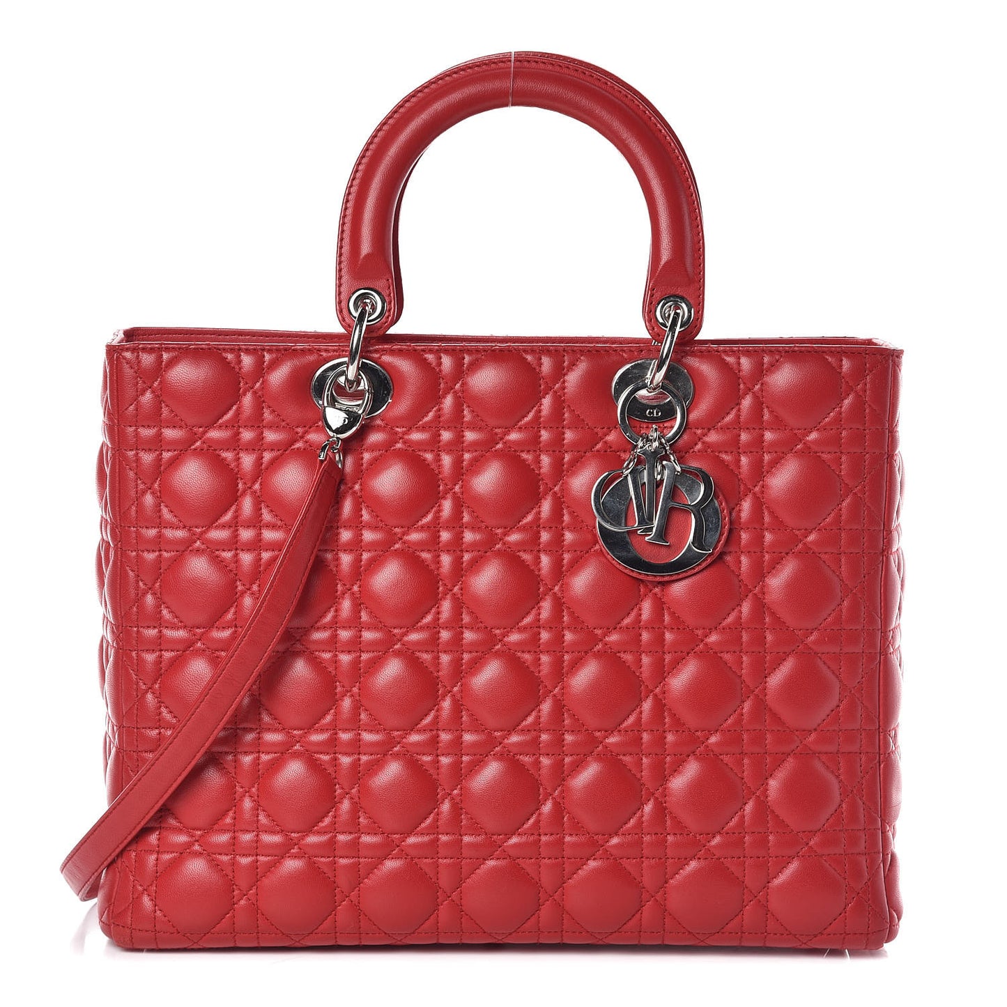 Lambskin Cannage Large Lady Dior Red