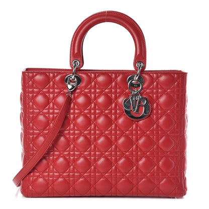Christian Dior Lambskin Cannage Large Lady Dior Red 1 of 14