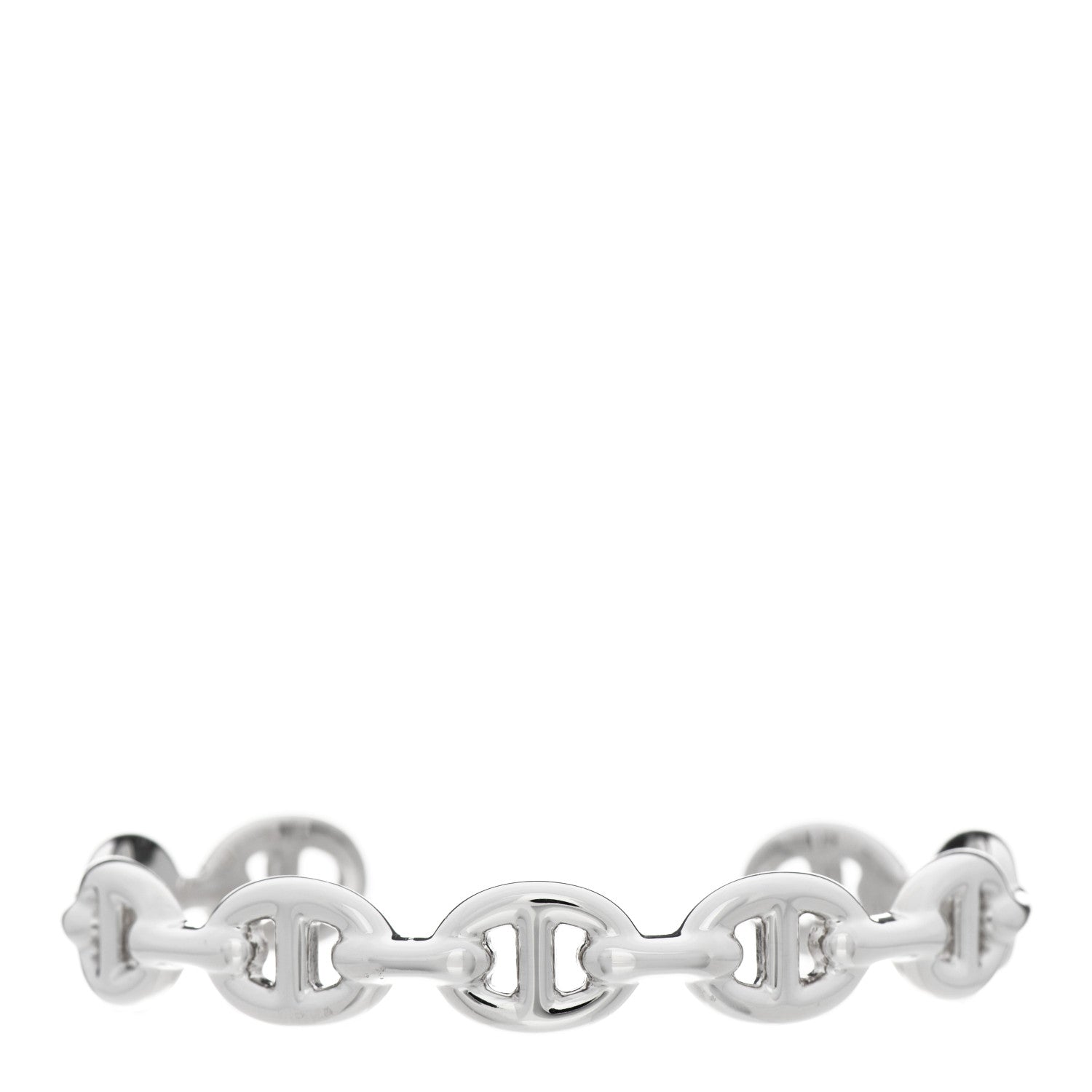 Hermes Sterling Silver MM Chaine d'Ancre Enchainee Cuff Bracelet SH 1 of 3