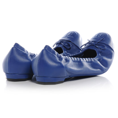 Chanel Leather Cap Toe Ballet Flats 40 Royal Blue 4 of 7