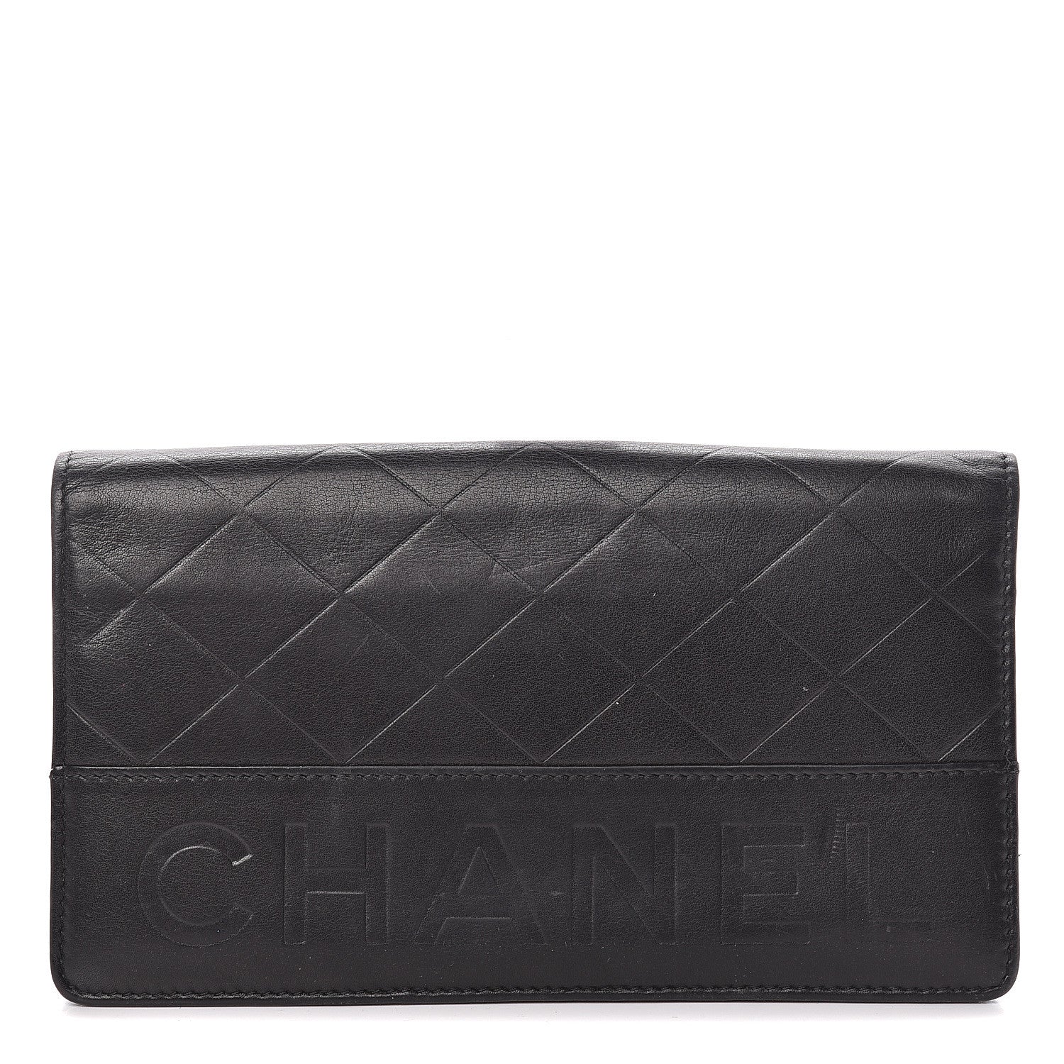 Chanel Lambskin Embossed Logo Yen Wallet Black 1 of 15