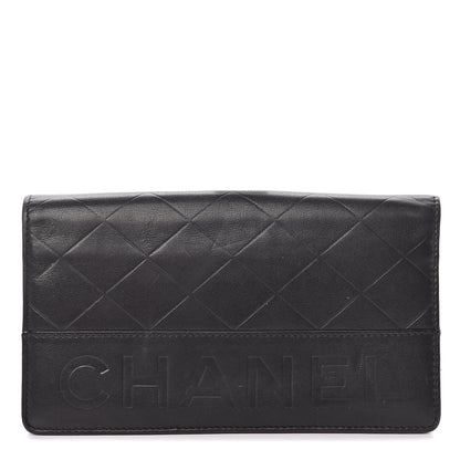 Chanel Lambskin Embossed Logo Yen Wallet Black 1 of 15