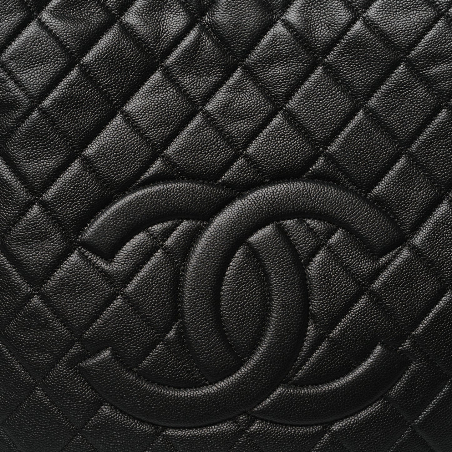 Caviar Quilted Expandable Zip Hobo Black