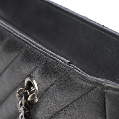 Saint Laurent Sheepskin Matelasse Chevron Large Monogram Shopping Bag Black 12 of 14