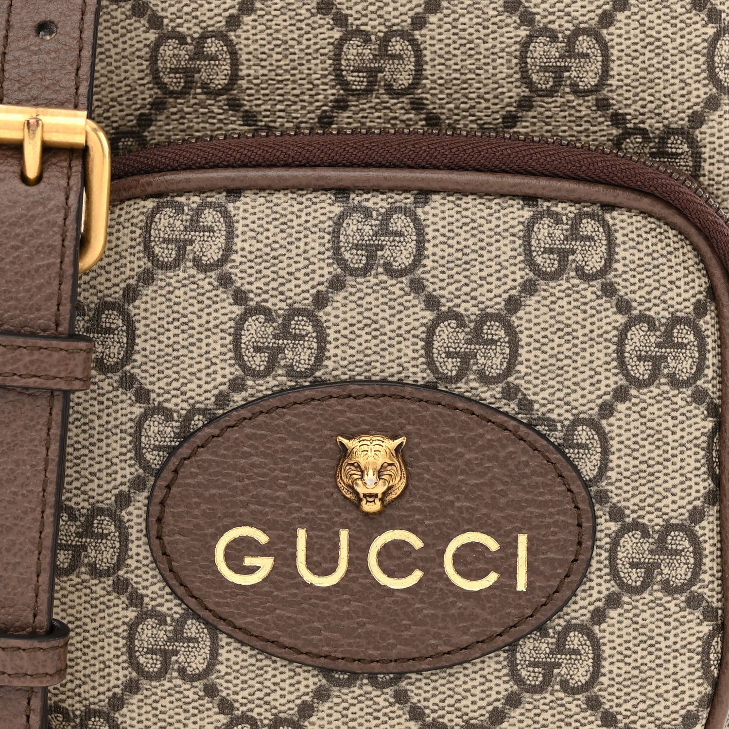Gucci GG Supreme Monogram Mini Neo Vintage Double Zip Messenger Bag Beige New Acero Crop 9 of 12