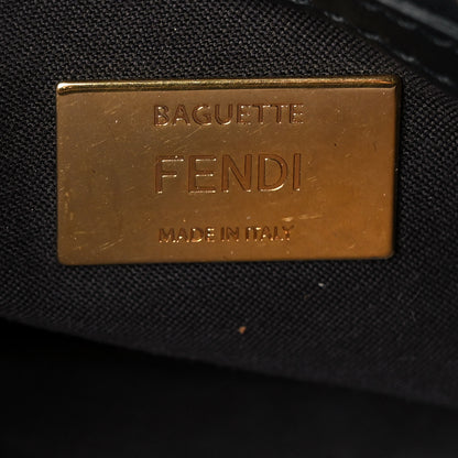 Fendi Shearling Vitello Dolce Macro FF 1974 Baguette Tobacco Black 6 of 9