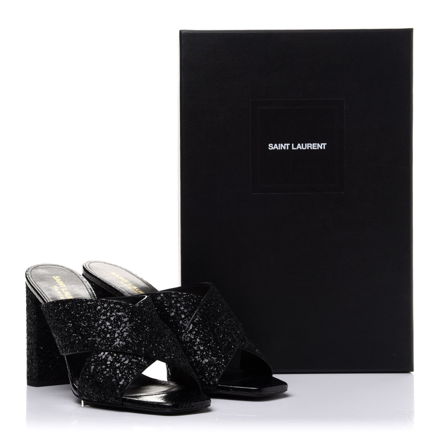Saint Laurent Glitter LouLou 70 Mule Sandals 39.5 Black 9 of 9
