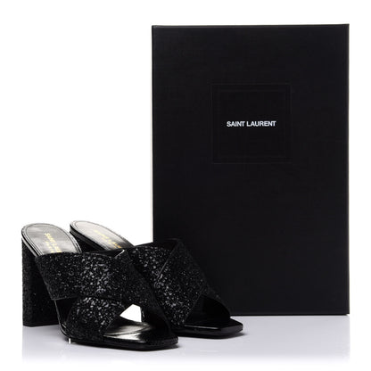 Saint Laurent Glitter LouLou 70 Mule Sandals 39.5 Black 9 of 9