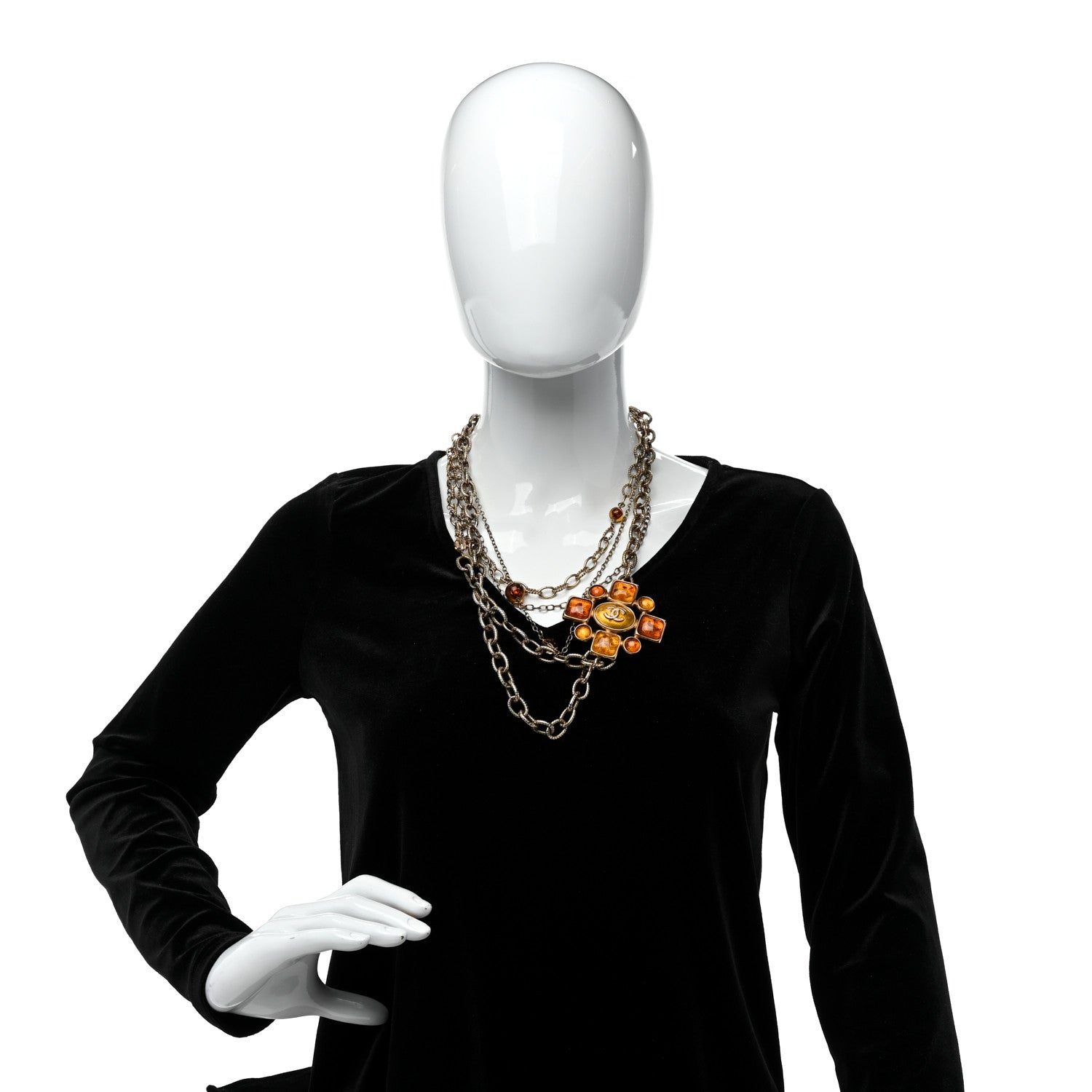 Chanel Glass Gripoix CC Multi Strand Chain Necklace Gold 2 of 5
