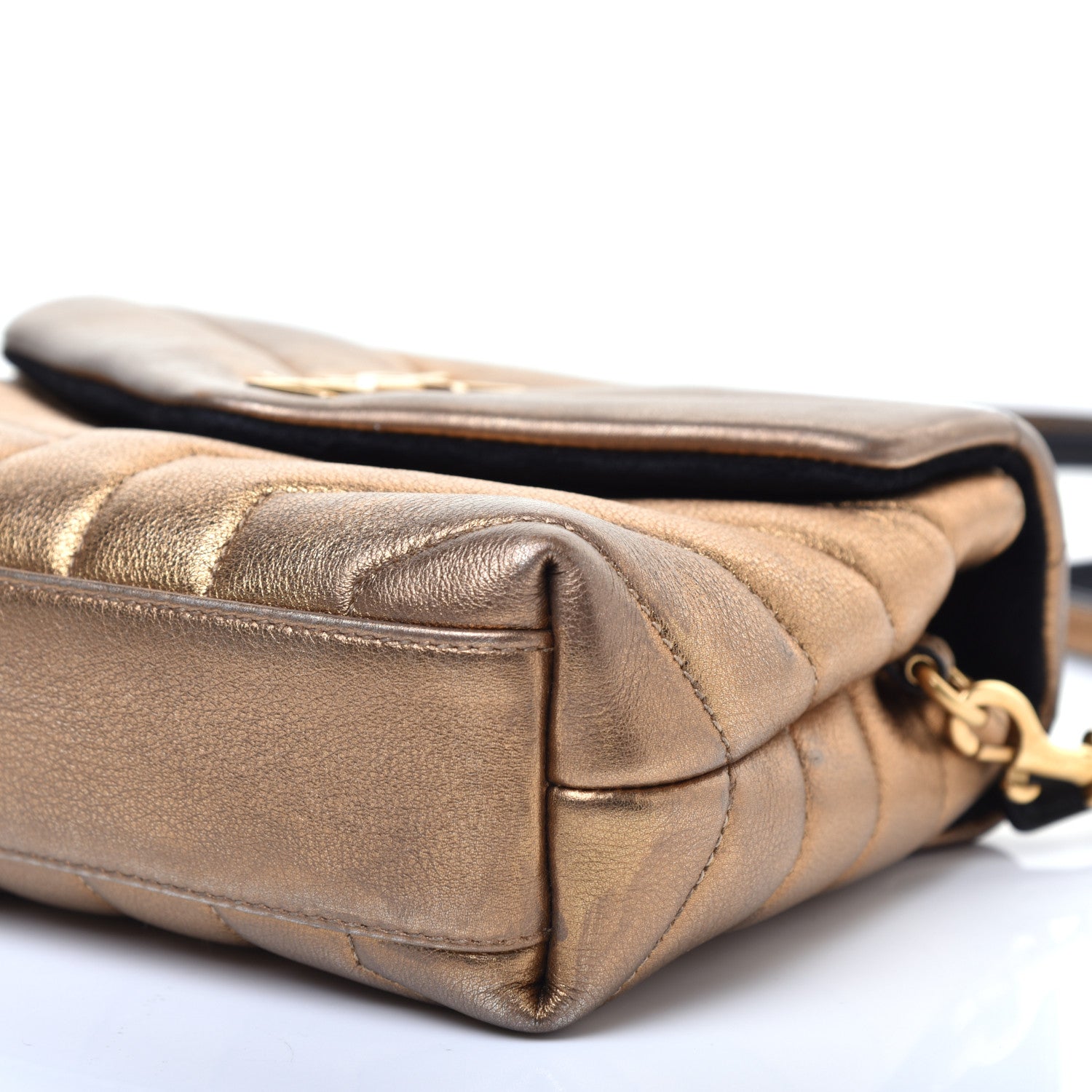 Saint Laurent Metallic Calfskin Y Quilted Monogram Toy Loulou Crossbody Bag Gold 7 of 10