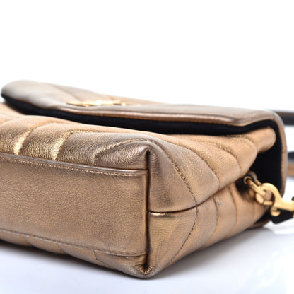 Saint Laurent Metallic Calfskin Y Quilted Monogram Toy Loulou Crossbody Bag Gold 7 of 10