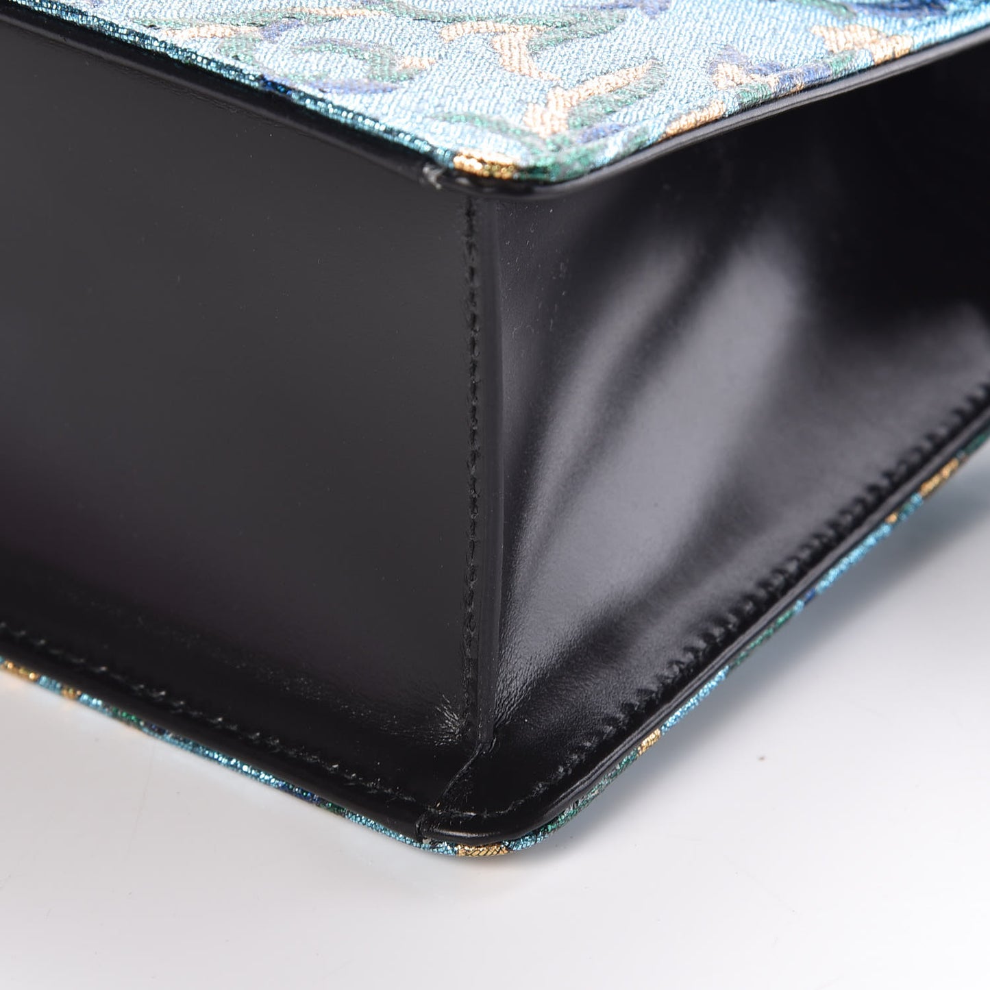 Iridescent Brocade Mini Sylvie Top Handle Bag Azure
