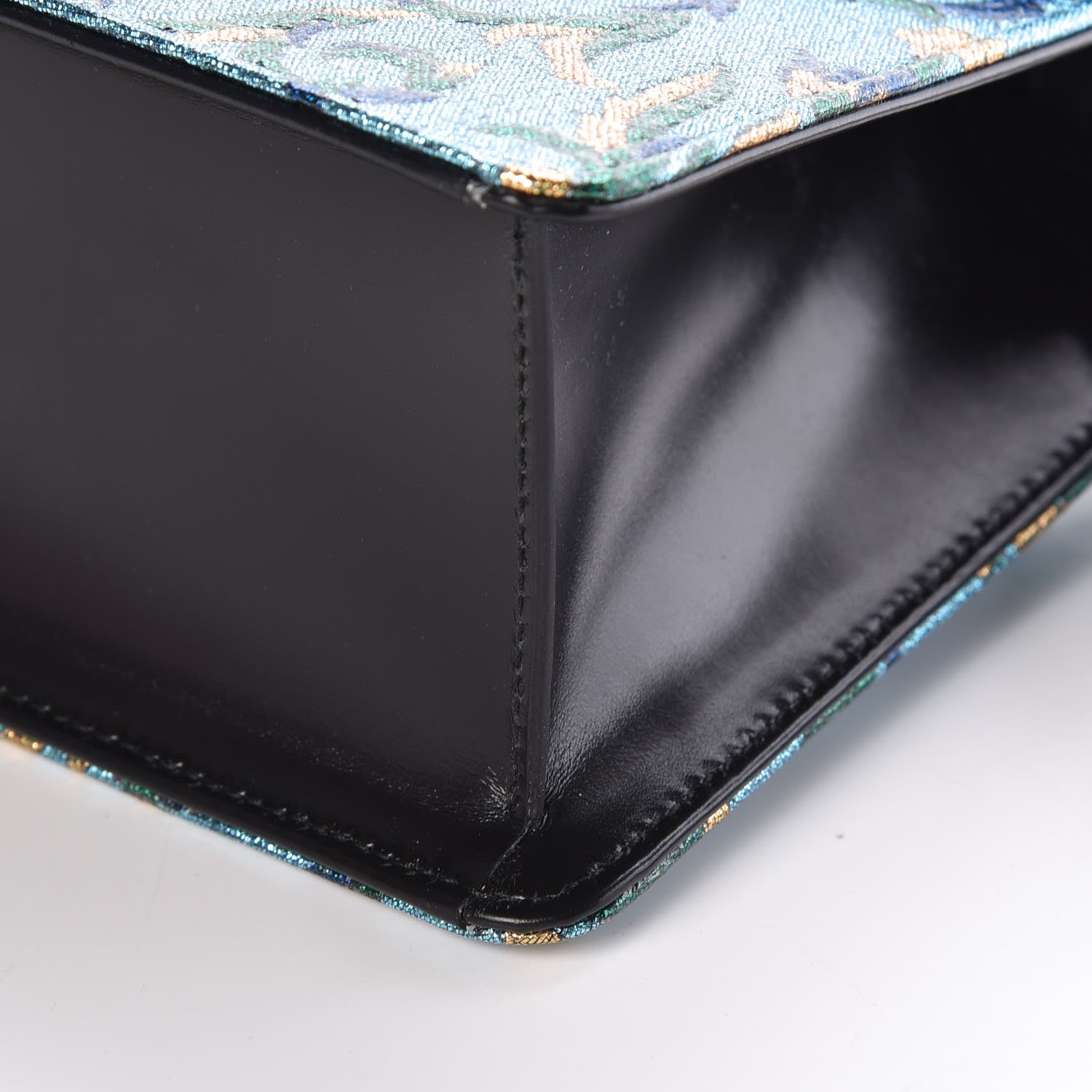 Gucci Iridescent Brocade Mini Sylvie Top Handle Bag Azure 9 of 9