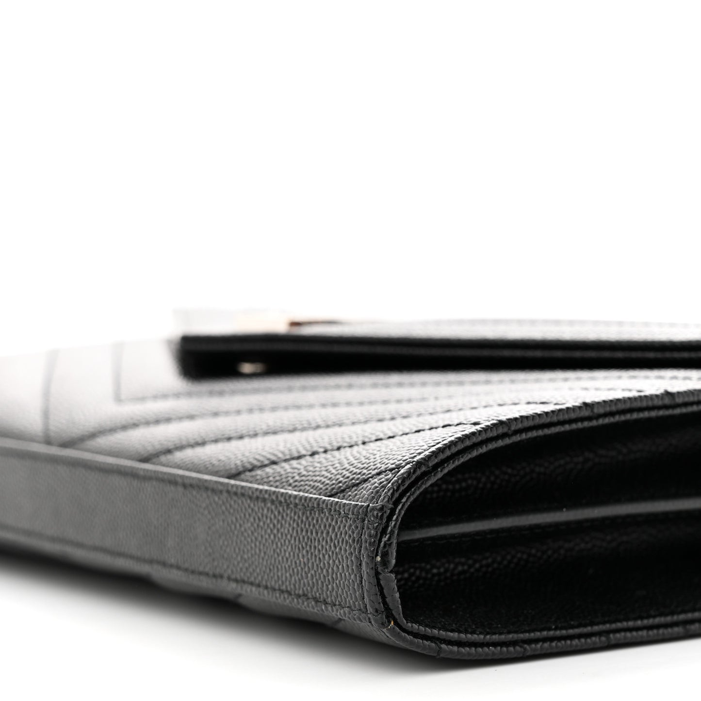Grain De Poudre Matelasse Chevron Monogram Chain Wallet Black