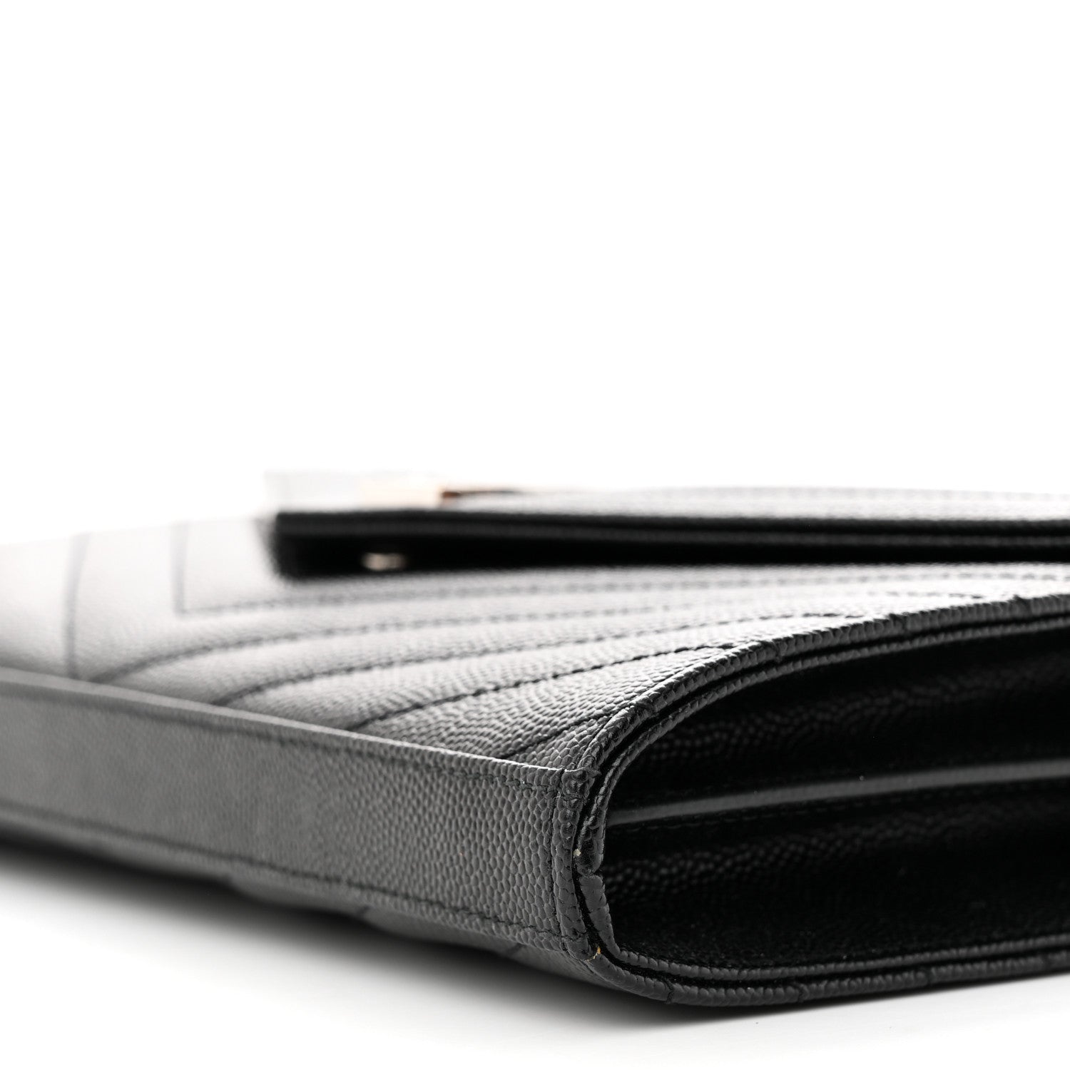 Saint Laurent Grain De Poudre Matelasse Chevron Monogram Chain Wallet Black 10 of 10