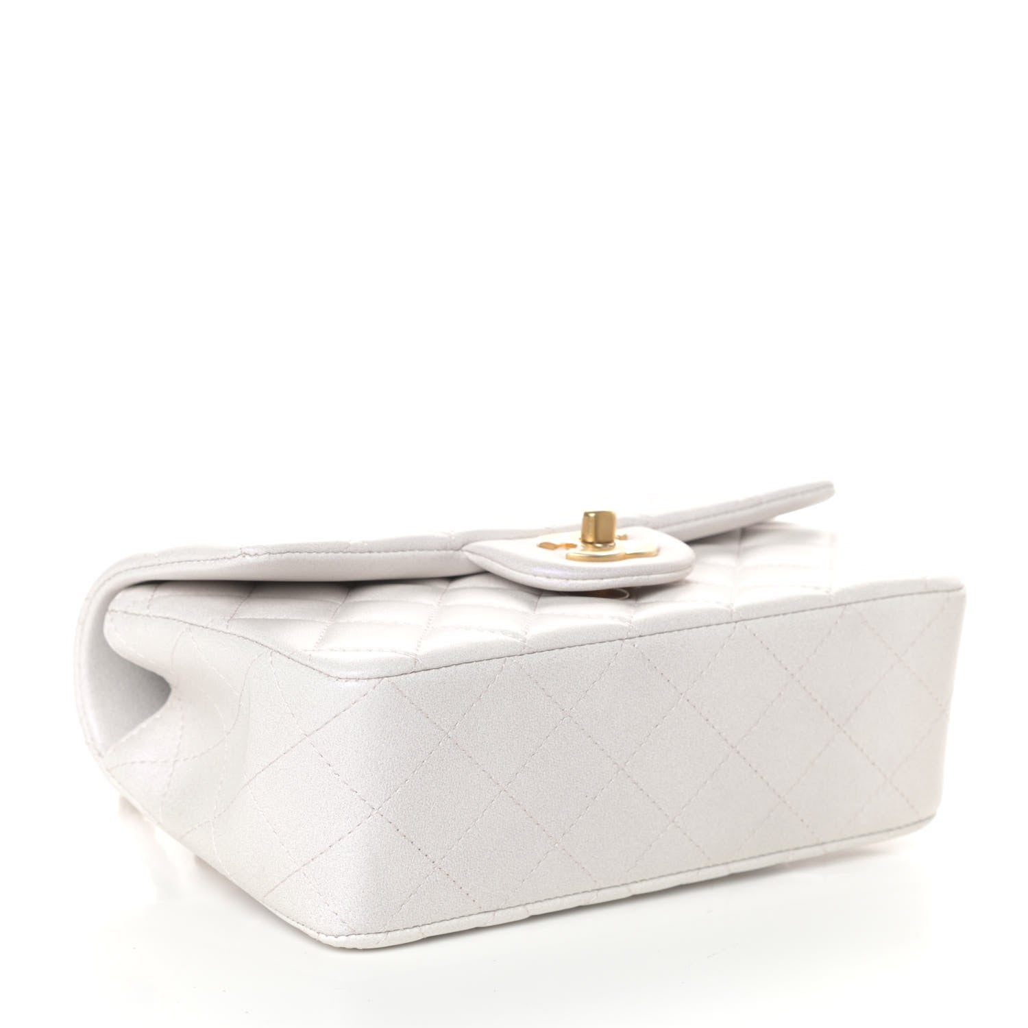 Chanel Iridescent Lambskin Quilted Mini Top Handle Rectangular Flap White 4 of 9