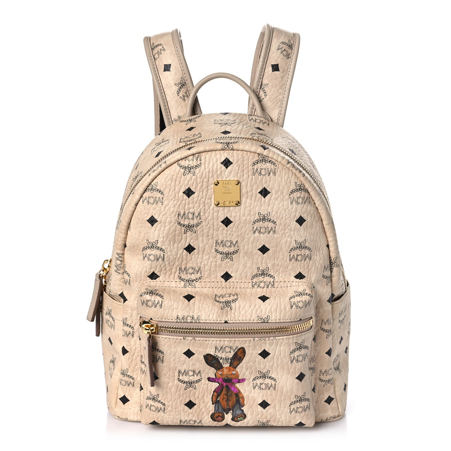 MCM Visetos Small Stark Rabbit Backpack Beige 1 of 9