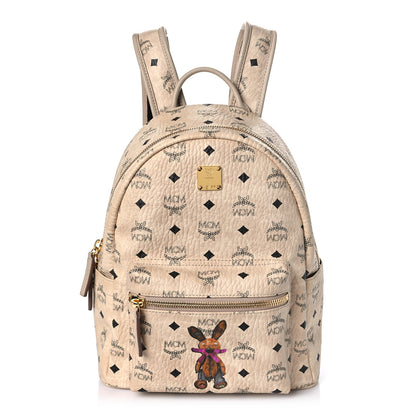 MCM Visetos Small Stark Rabbit Backpack Beige 1 of 9