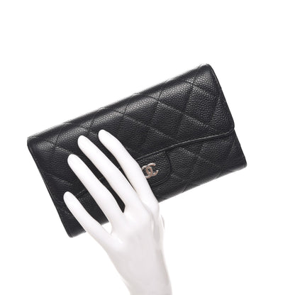Chanel Caviar Quilted Long Flap Wallet Black 2 of 9