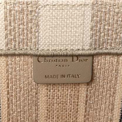 Christian Dior Canvas Embroidered Large Stripes Book Tote Beige 5 of 13