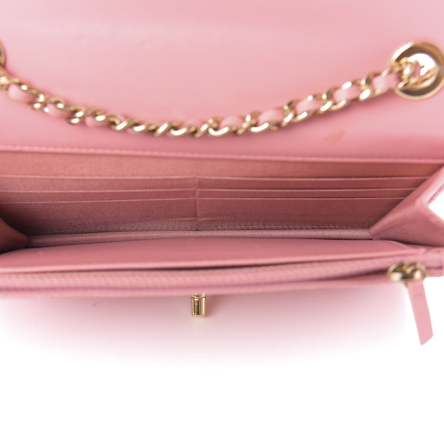 Chanel Lambskin Chevron Quilted Trendy CC Wallet On Chain WOC Pink 5 of 15
