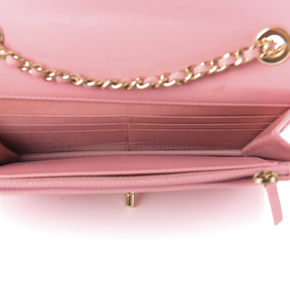 Chanel Lambskin Chevron Quilted Trendy CC Wallet On Chain WOC Pink 5 of 15