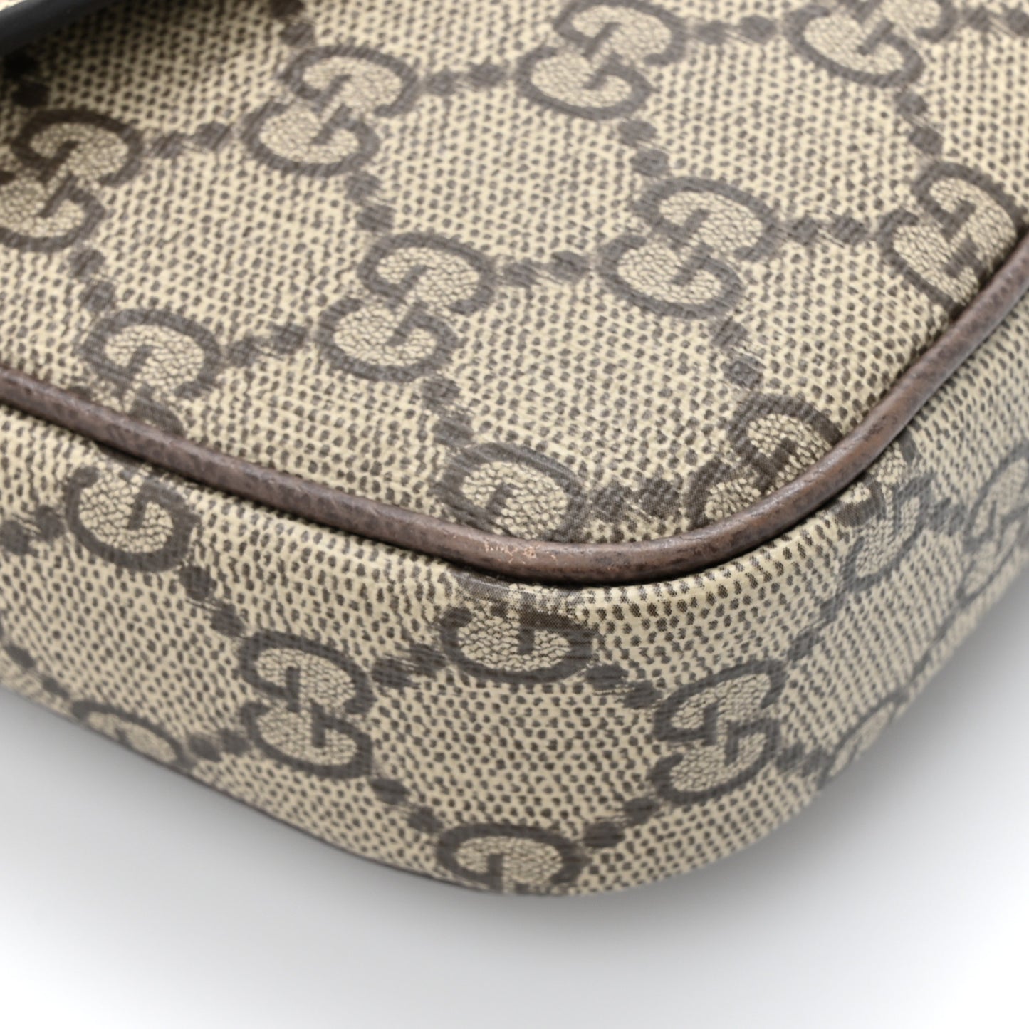 GG Supreme Monogram Textured Dollar Calfskin Web Mini Ophidia Envelope Shoulder Bag Beige Ebony