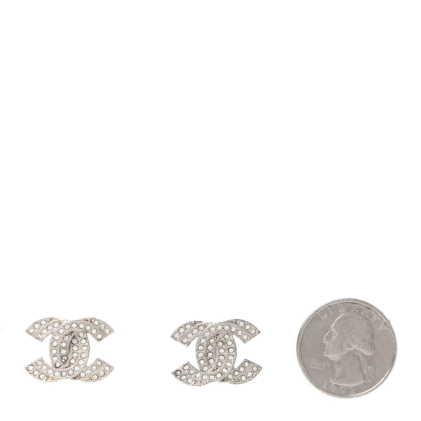 Crystal Double CC Earrings Silver
