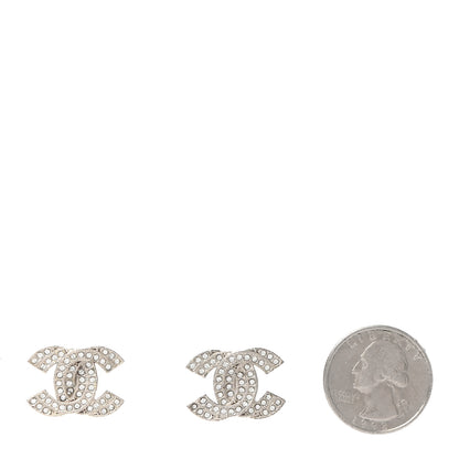 Chanel Crystal Double CC Earrings Silver 2 of 4