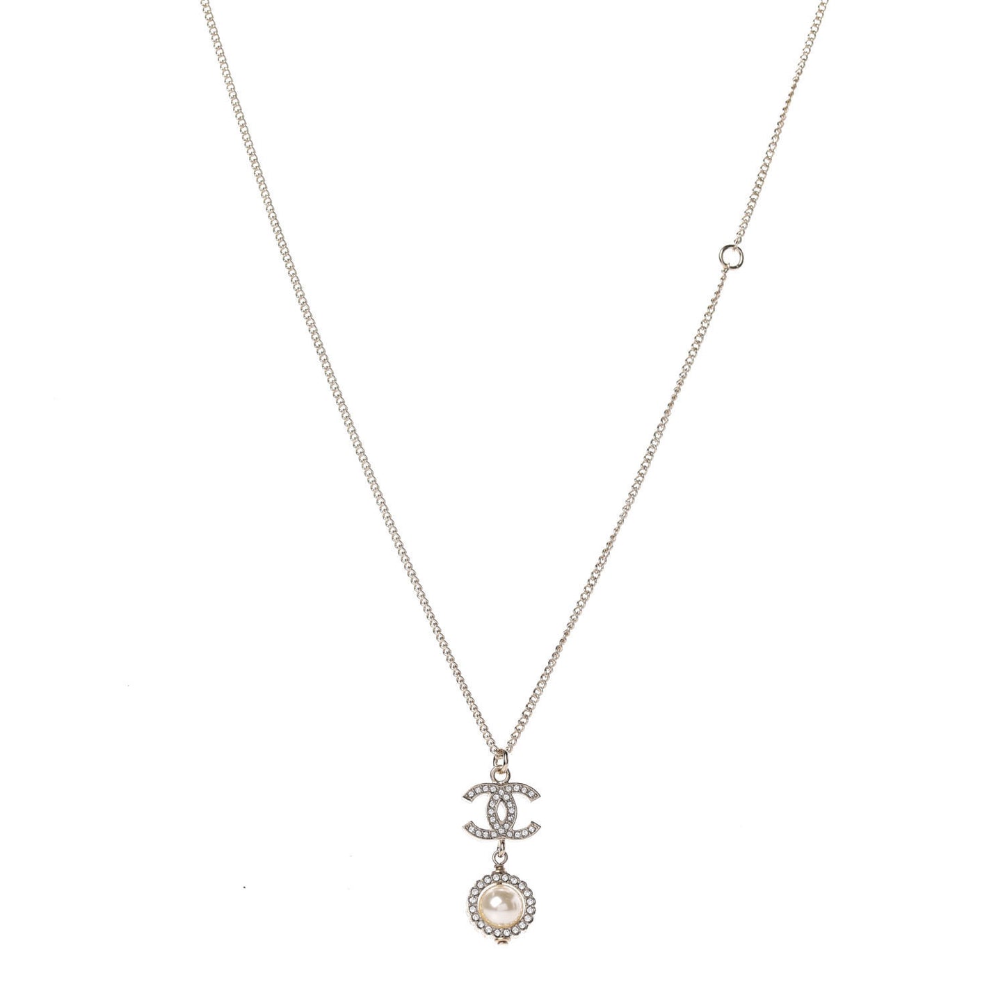 Crystal Pearl CC Lace Camellia Necklace Gold