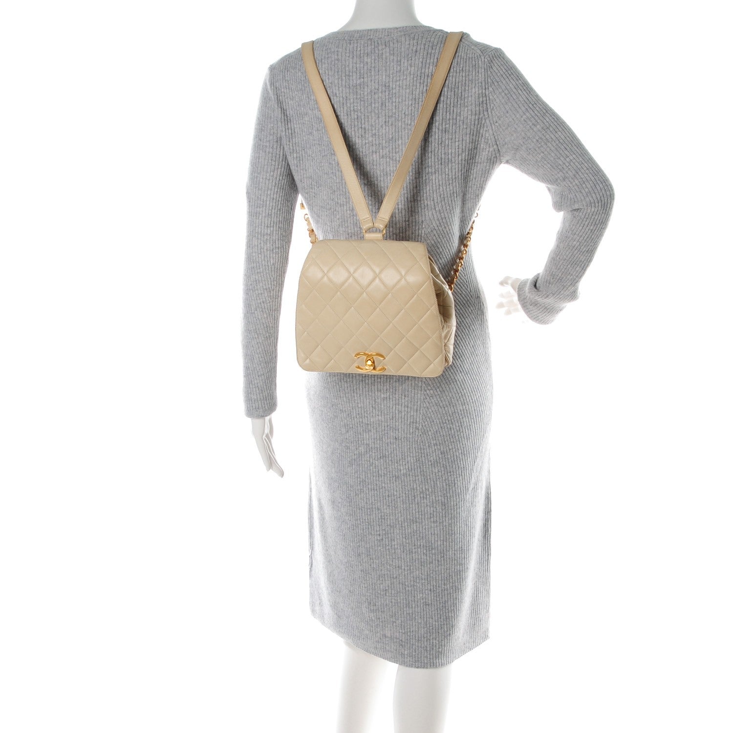 Chanel Lambskin Quilted Backpack Beige Clair 2 of 12