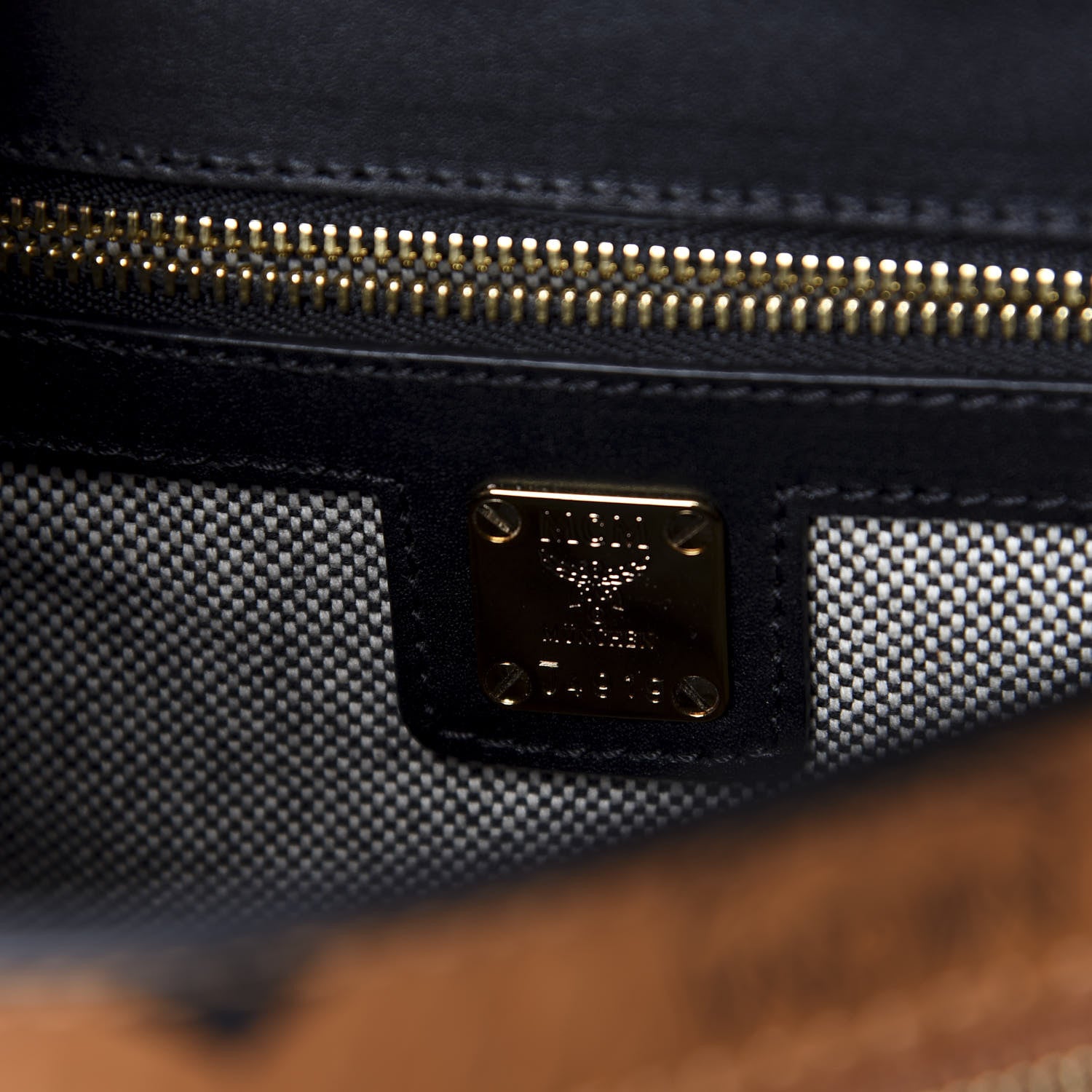 MCM Visetos Calfskin Top Handle Satchel Cognac Black 7 of 7