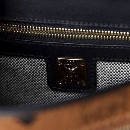 MCM Visetos Calfskin Top Handle Satchel Cognac Black 7 of 7