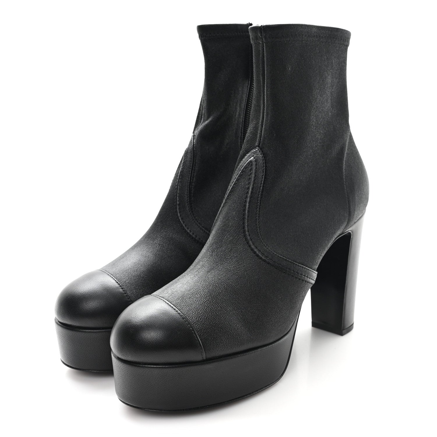 Chanel Lambskin Platform Short Boots 39 Black 4 of 9