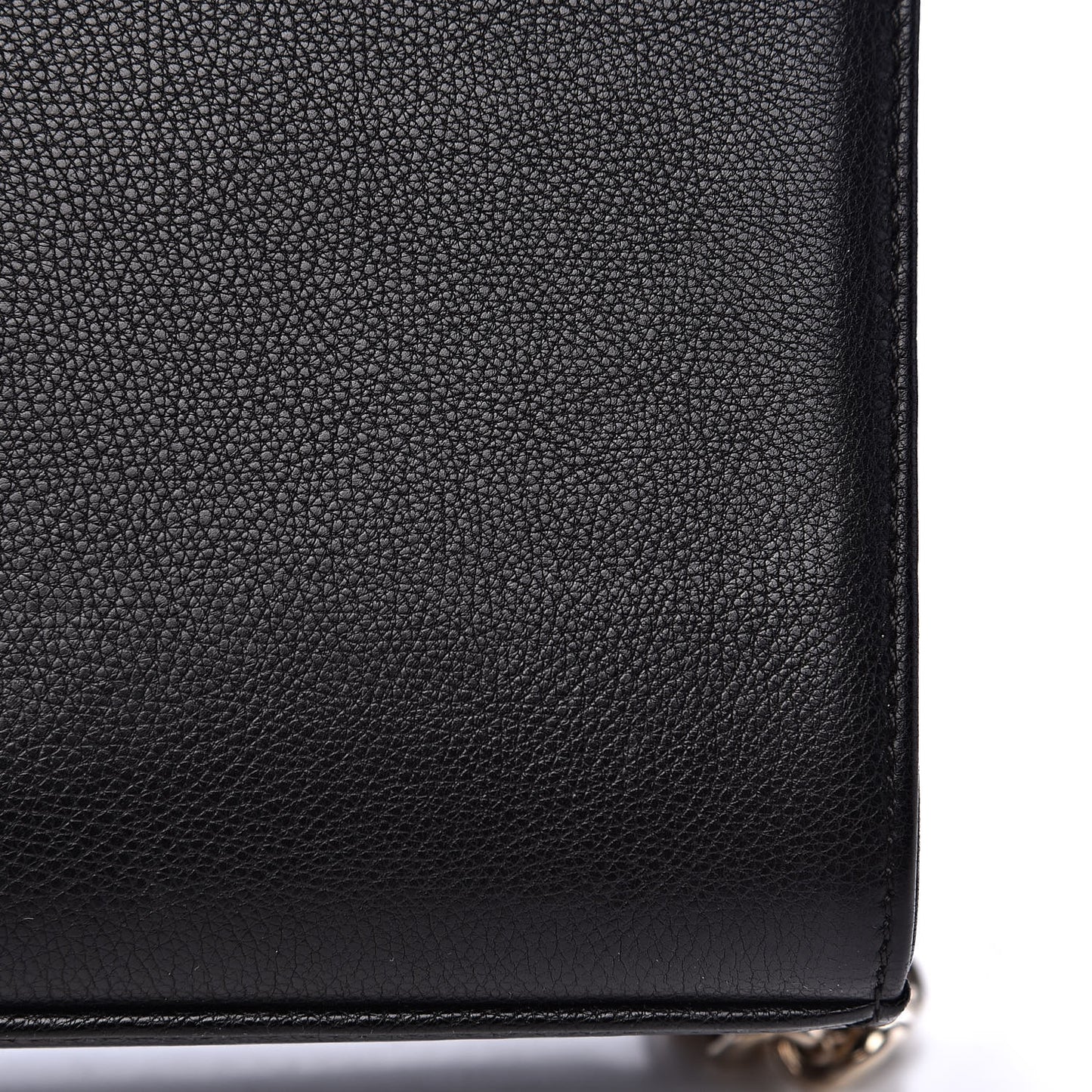 Grained Calfskin Quilted Medium Label Click Flap Bag Black