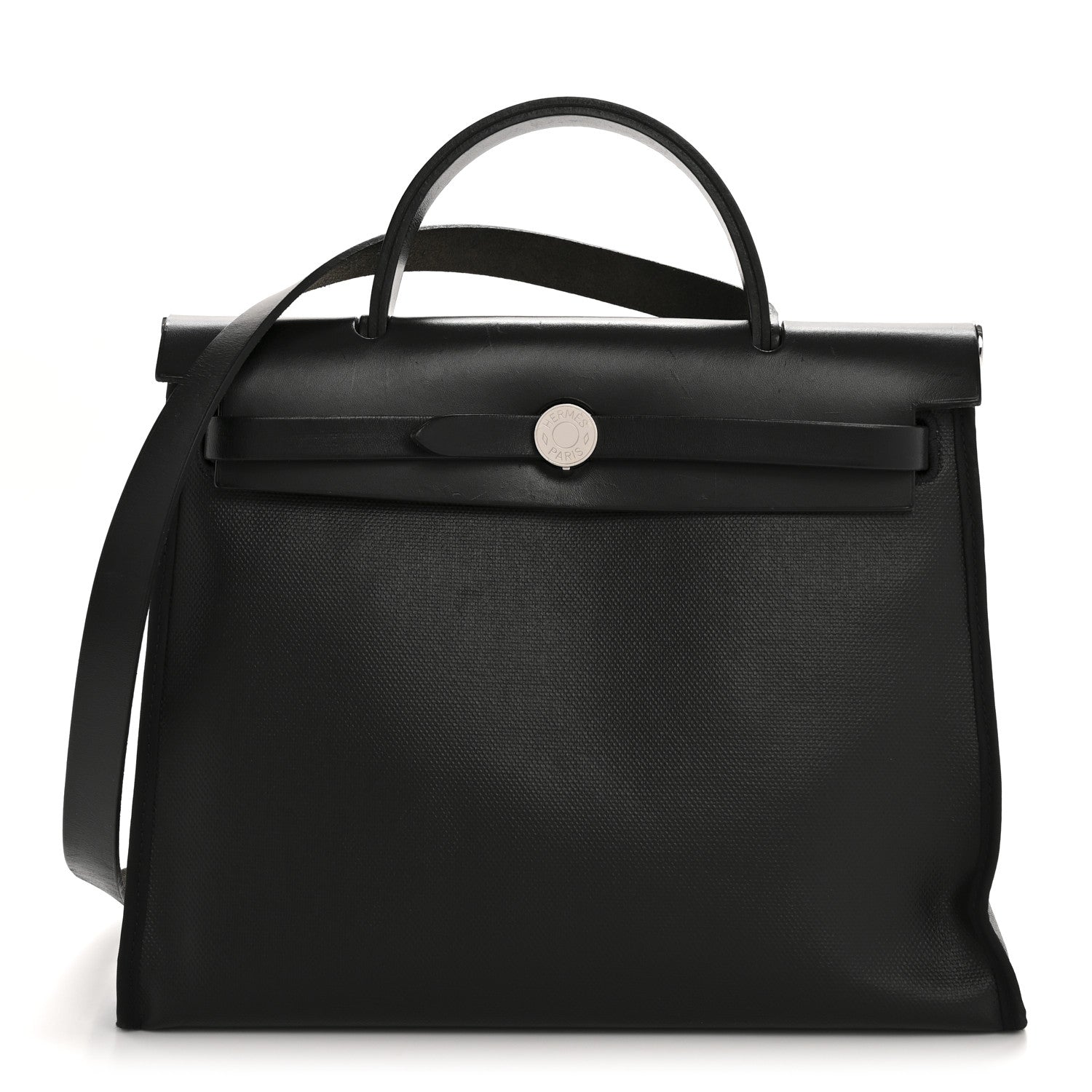Hermes Toile H Berline Vache Hunter Herbag Zip PM 31 Black Ecru 1 of 13