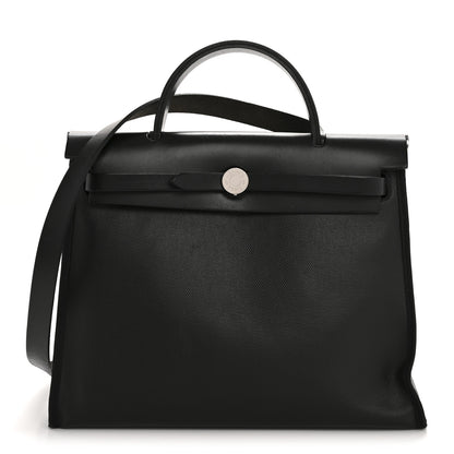 Hermes Toile H Berline Vache Hunter Herbag Zip PM 31 Black Ecru 1 of 13