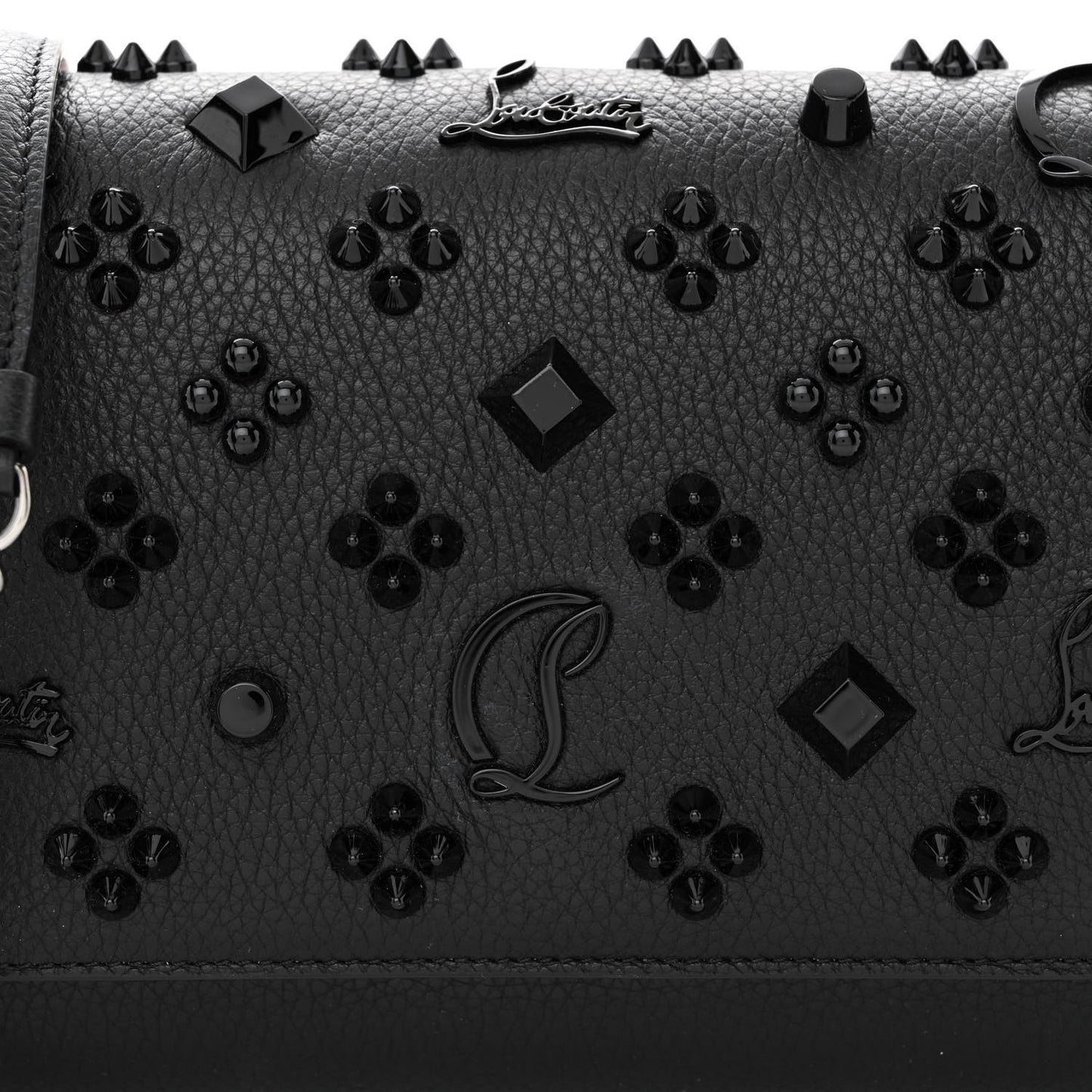 Calfskin Spikes Loubinthesky Paloma Clutch Black