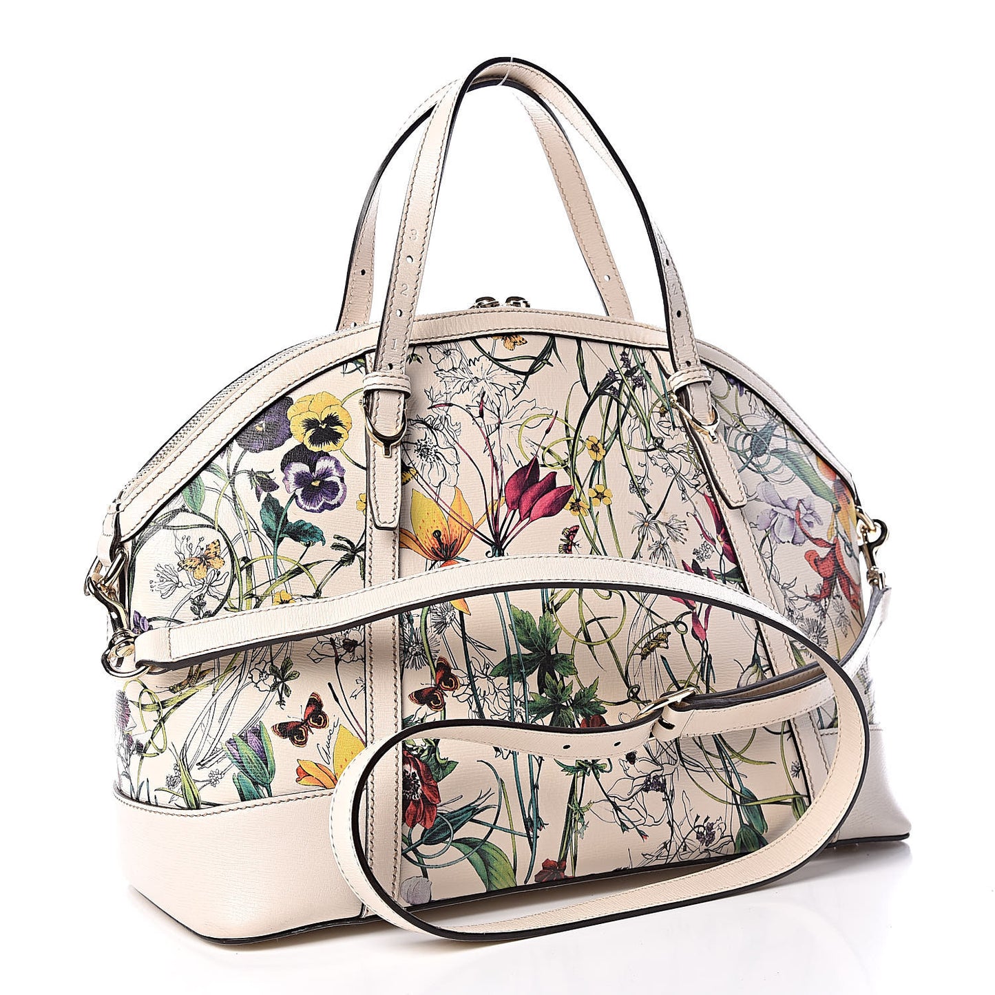 Canvas Flora Infinity Medium Nice Top Handle Dome Bag White