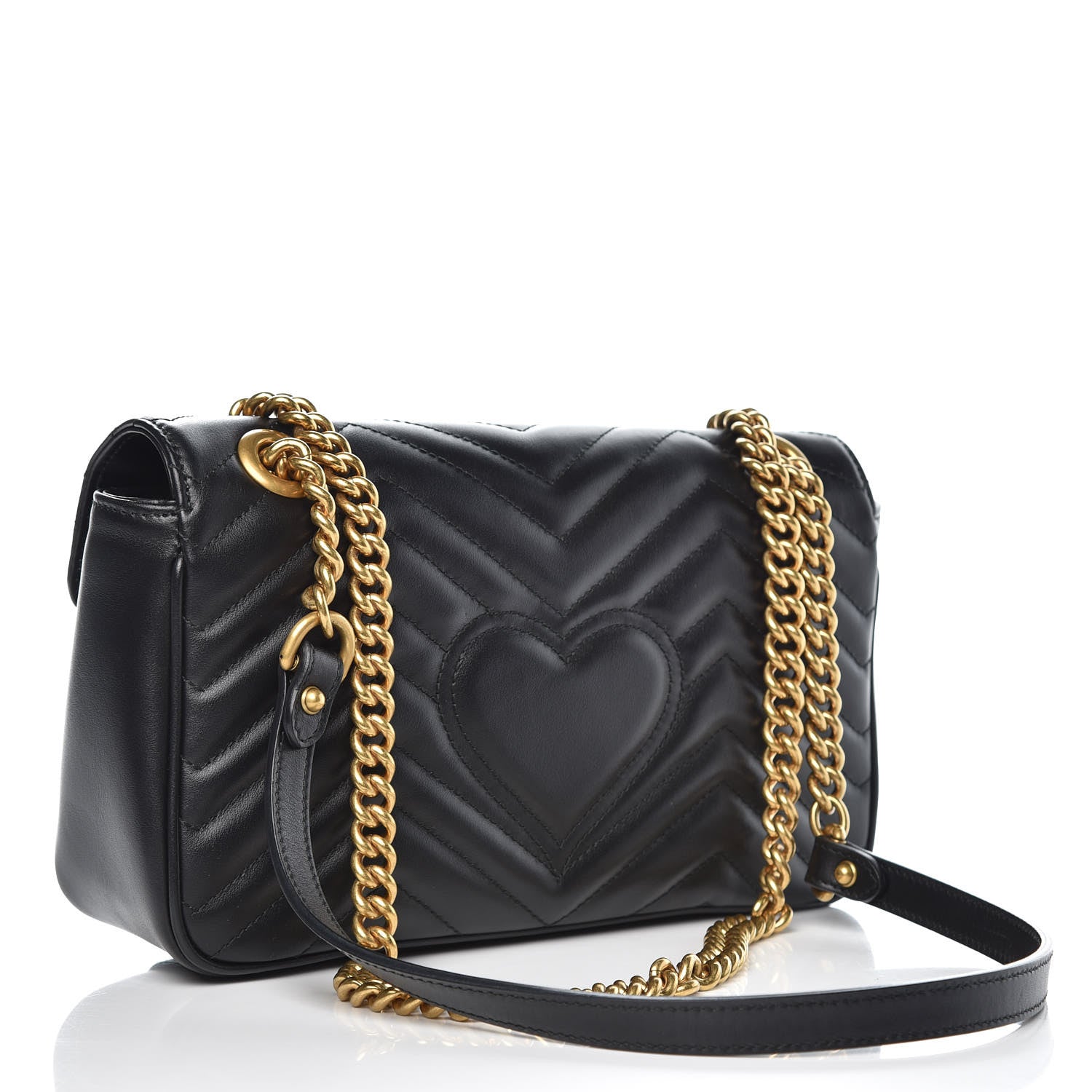 Gucci Calfskin Matelasse Small GG Marmont Shoulder Bag Black 2 of 9