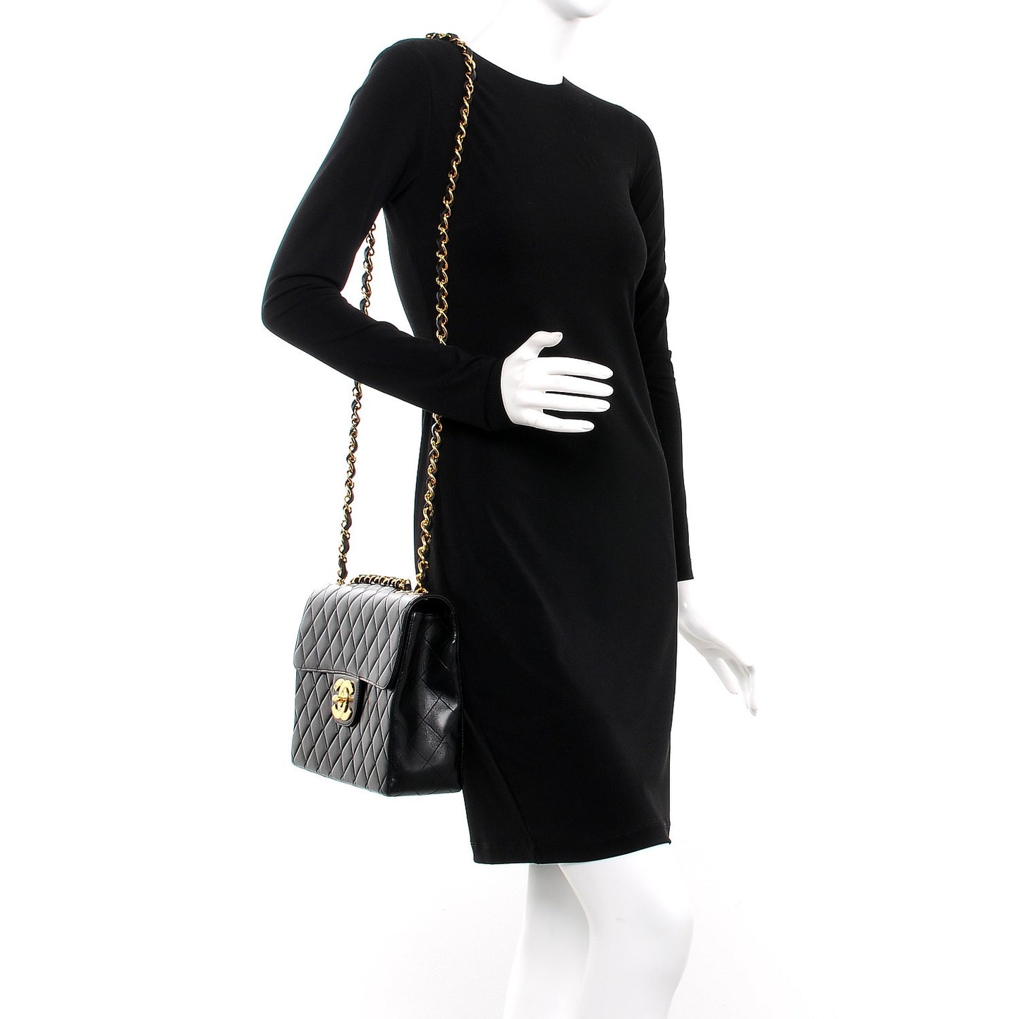 Lambskin Quilted XL Jumbo Single Flap Black