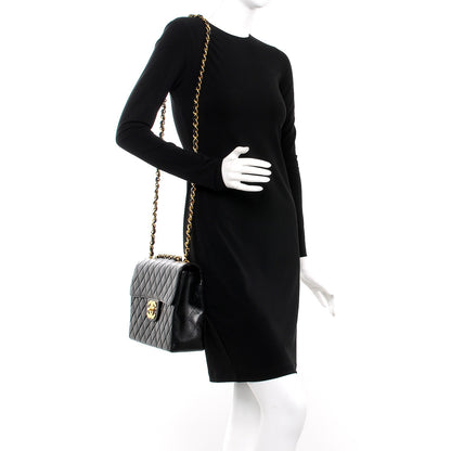 Chanel Lambskin Quilted XL Jumbo Single Flap Black 2 of 12