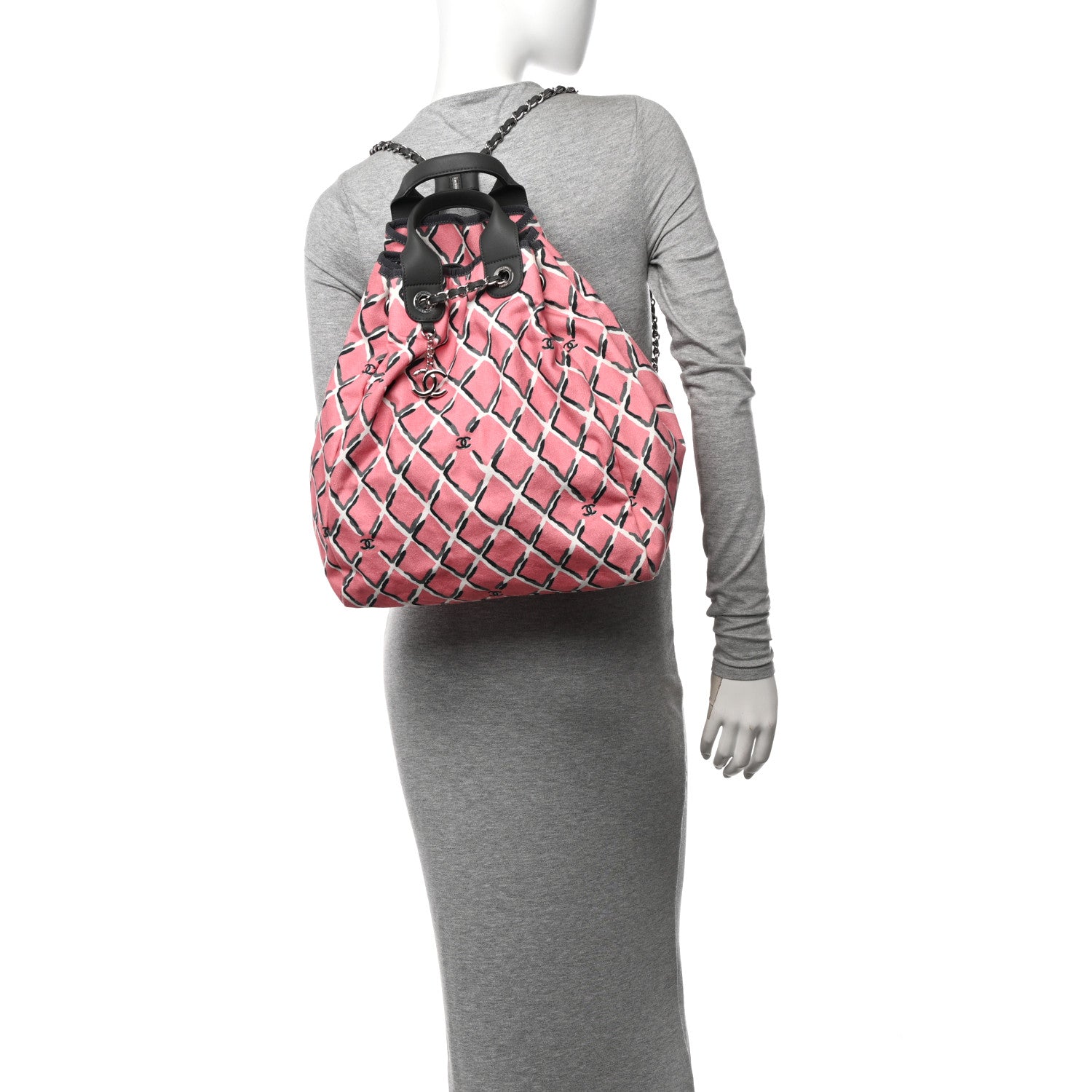 Chanel Canvas Coco Beach Backpack Pink Grey 2 of 12